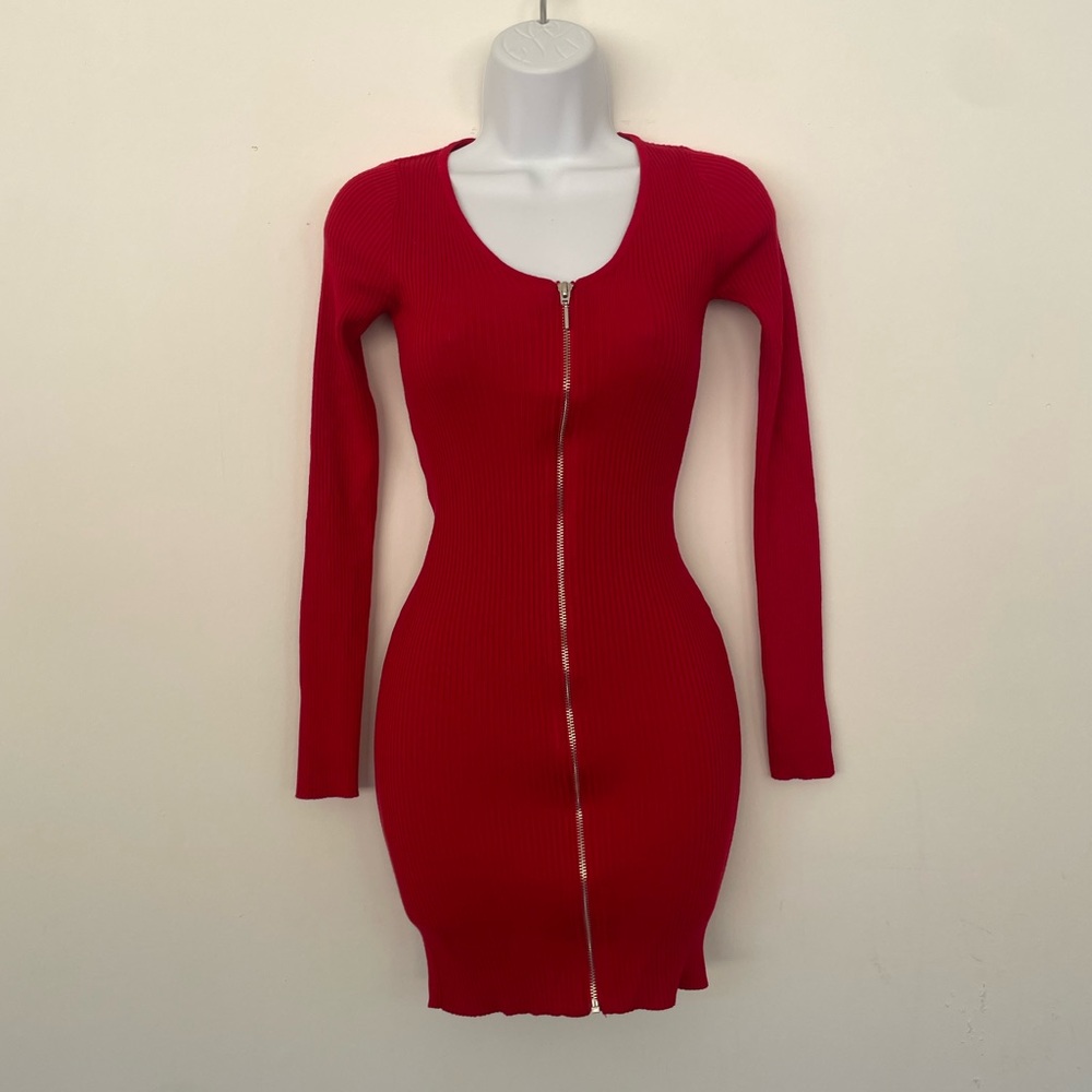 Red long sleeve dress